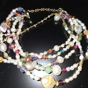 Semi Precious Costume Bracelet With Gold Filled Safety Clasp